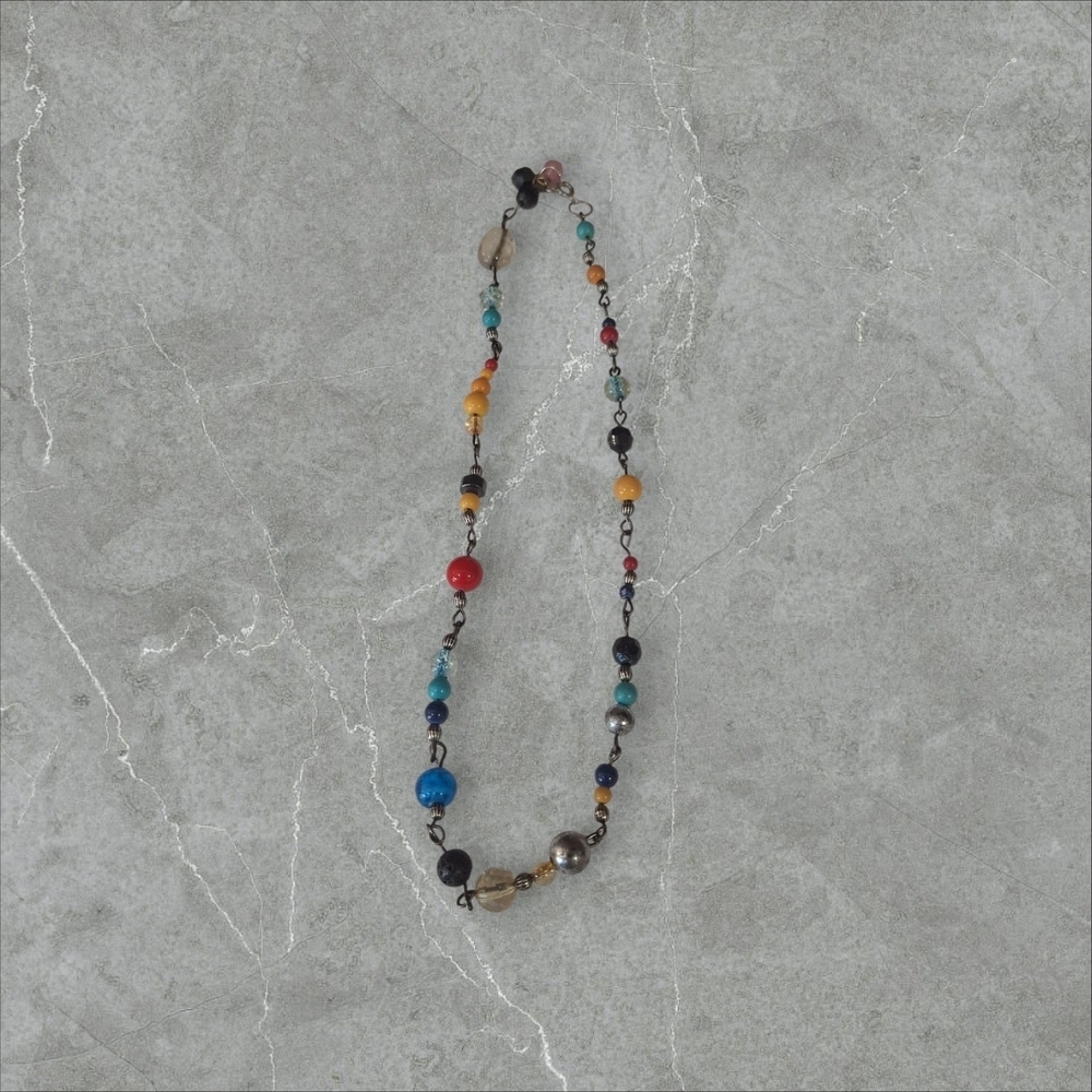 Vintage Red and Blue Beaded Necklace